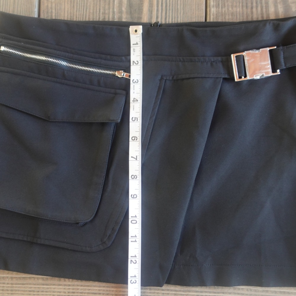Emerson Lang Skirt Womens Large Black Field Cargo Buckle Zip Pocket Micro‎ Mini - Picture 5 of 7